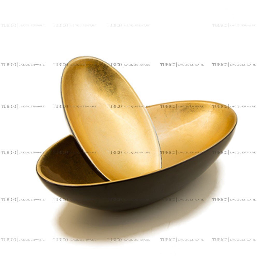 Tô sơn mài đắp vàng hình oval
